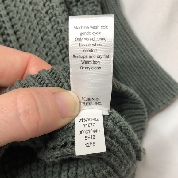Athleta Sweater Womens Sage Green Open Weave Crew Neck Cotton Blend Size XXS - Picture 14 of 16